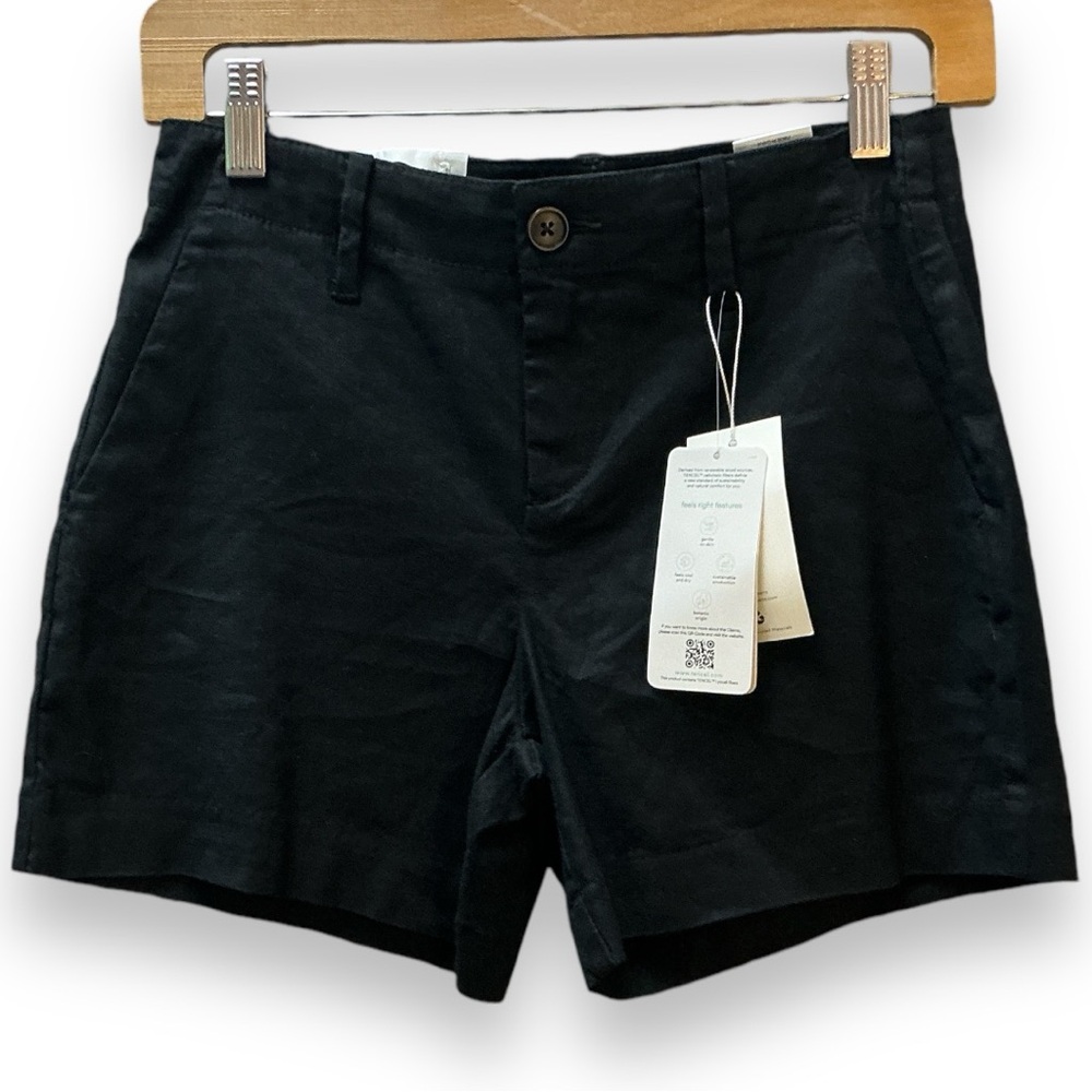 NWT Level 99 shorts black luxury boutique linen tencel soft Anthropologie 24 2